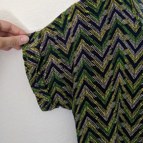 POMELO Anthropologie Geometric Drape Tunic Top Green Blue Pattern Shirt Small - Picture 3 of 8